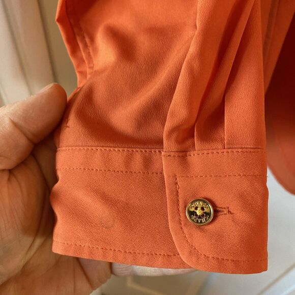 Chaps Women’s Size Large Orange Gold Button Up Shirt 2 Pocket - Picture 5 of 10